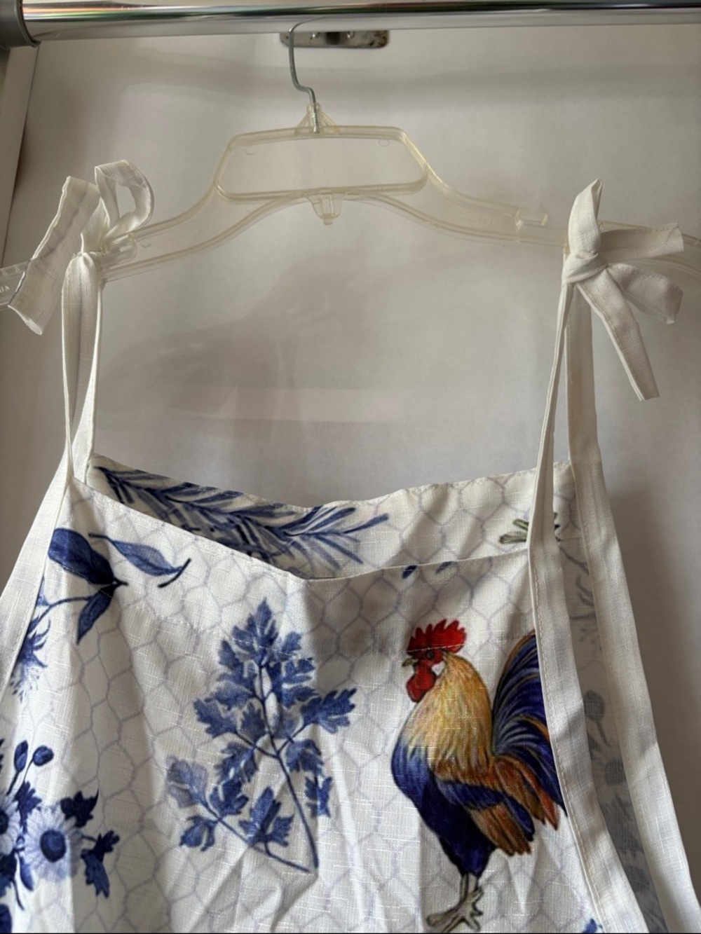 Women's Cream Rooster Print Linen Jumpsuit& wide rim sun hat, pit to pit 22”, - Picture 4 of 10
